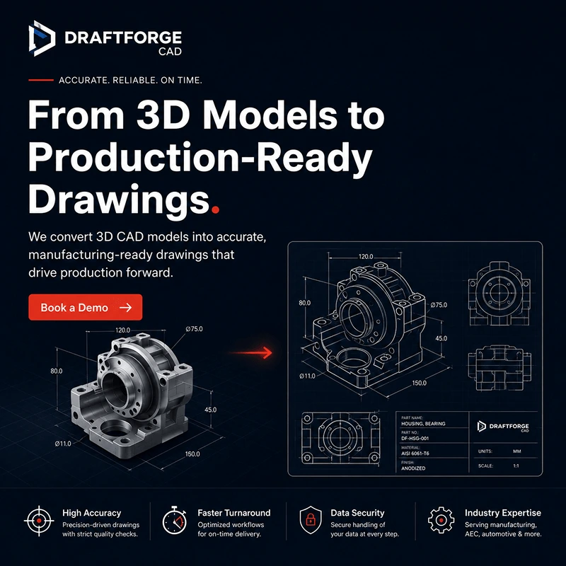 DraftForge CAD 3D model to 2D drawing campaign image