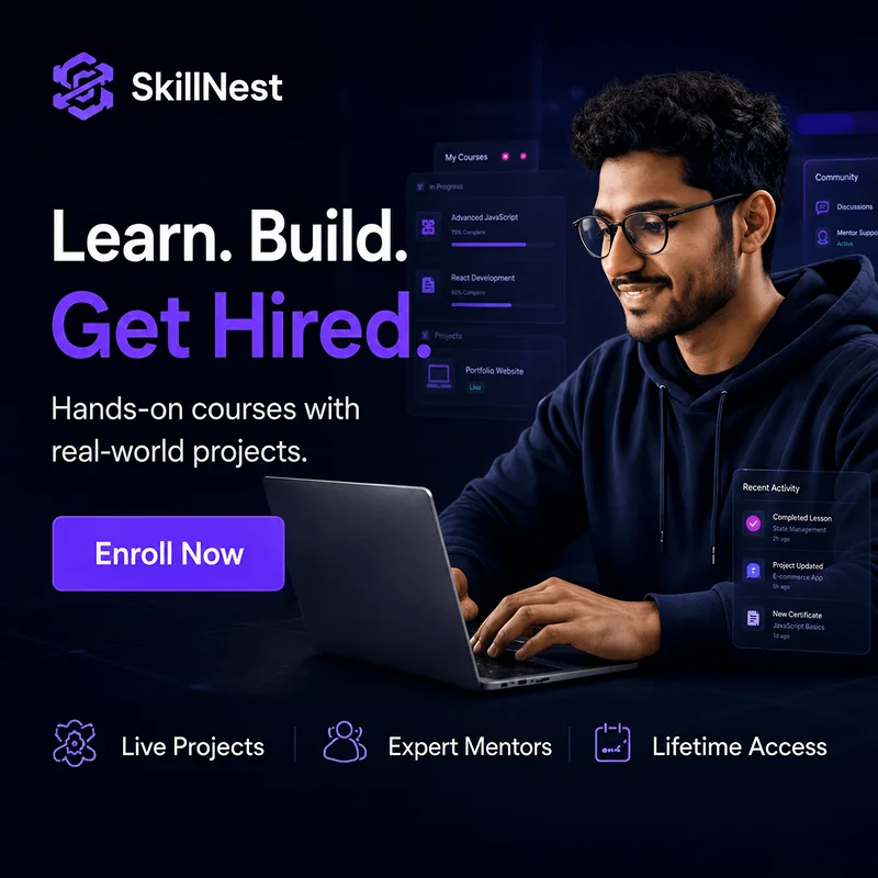 SkillNest ad creative — career outcome angle connecting course to progress